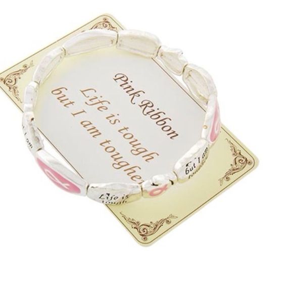 Pink Ribbon Elastic Bracelet - Picture 1 of 2